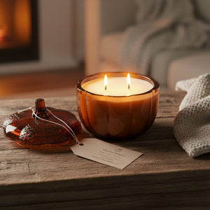 New! Heirloom Glass Pumpkin Candle