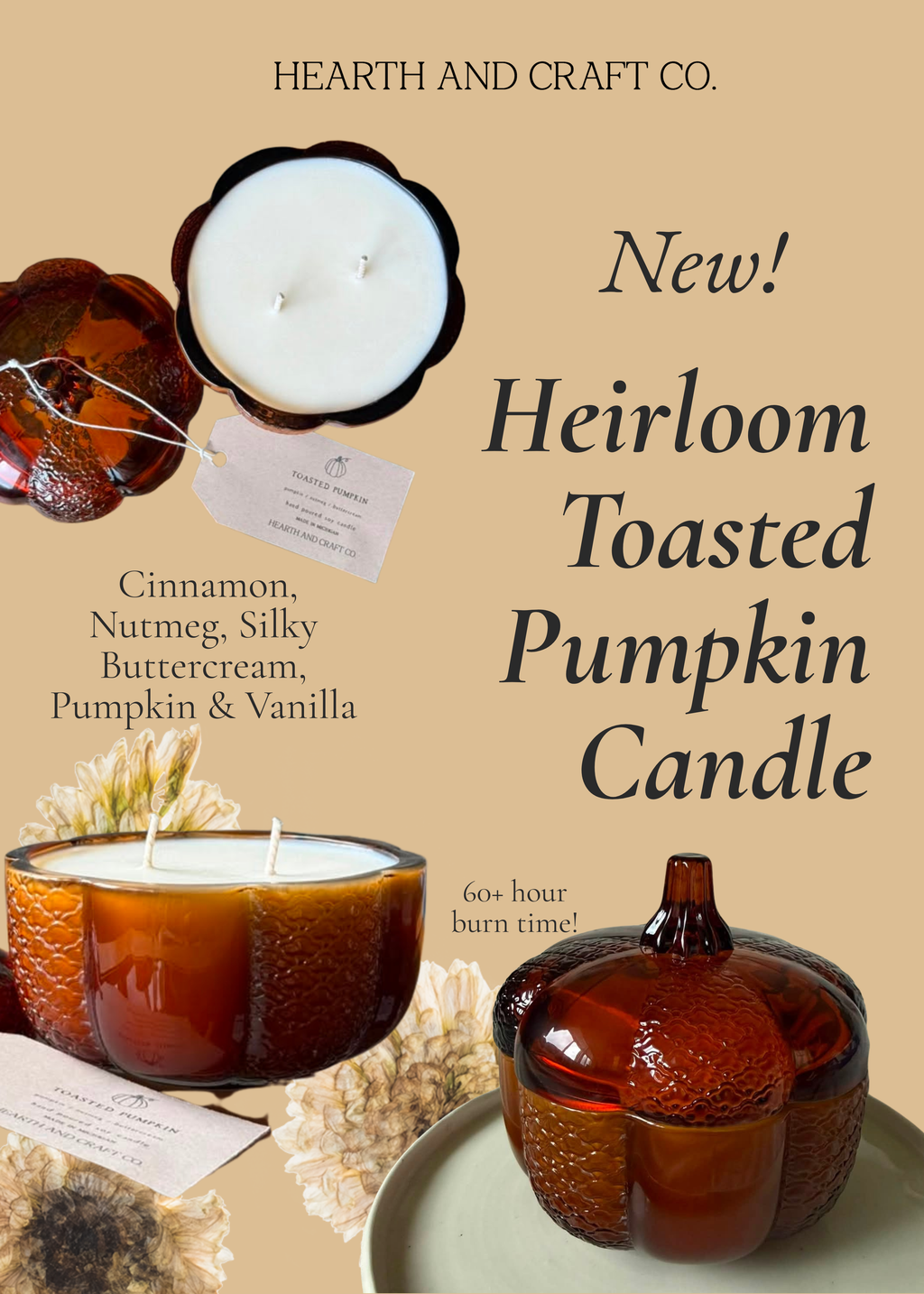 New! Heirloom Glass Pumpkin Candle