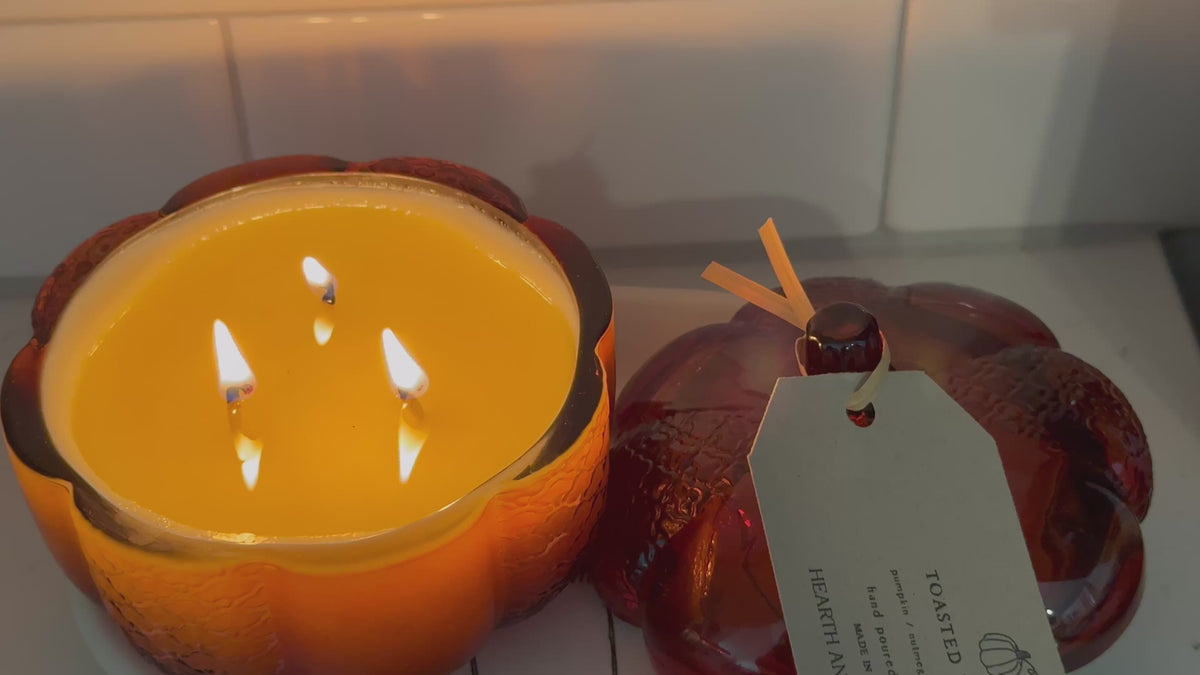 New! Heirloom Glass Pumpkin Candle